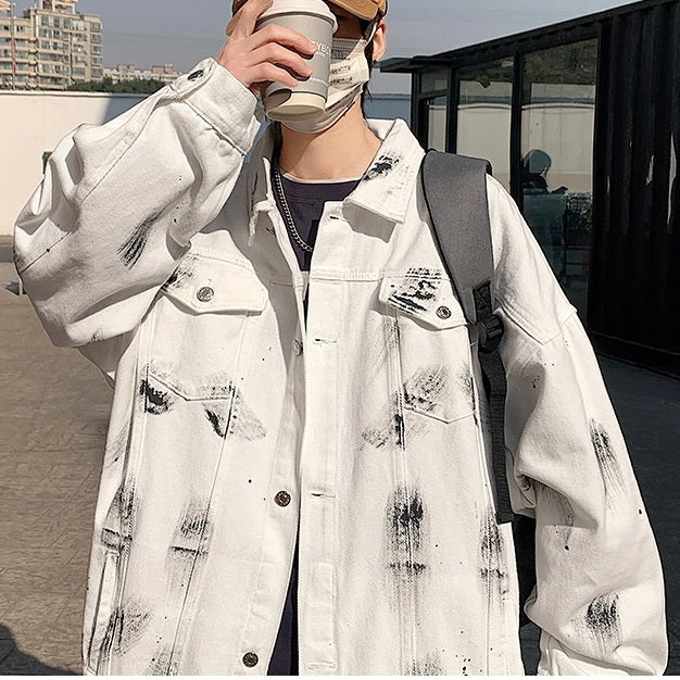 2カラー展開 アメリカン 韓国ストリート 韓国カジュアル デニム生地 ヴィンテージ ジャケット mry001249