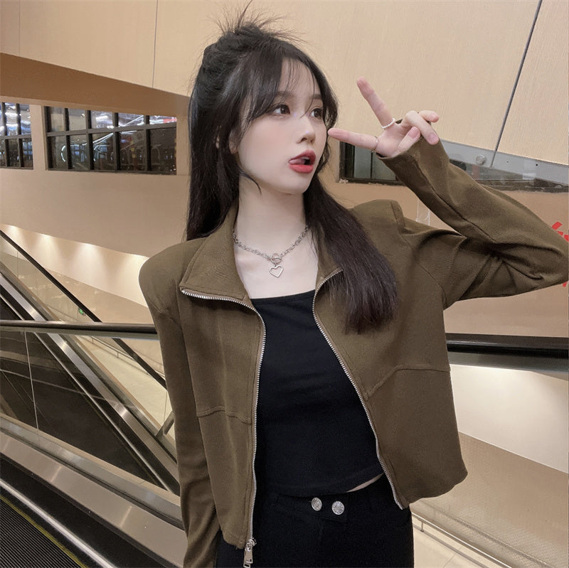 【送料無料】デザインジッパー ジャケットカーディガン 韓国カジュアル 韓国ストリート 春・秋 mry000542