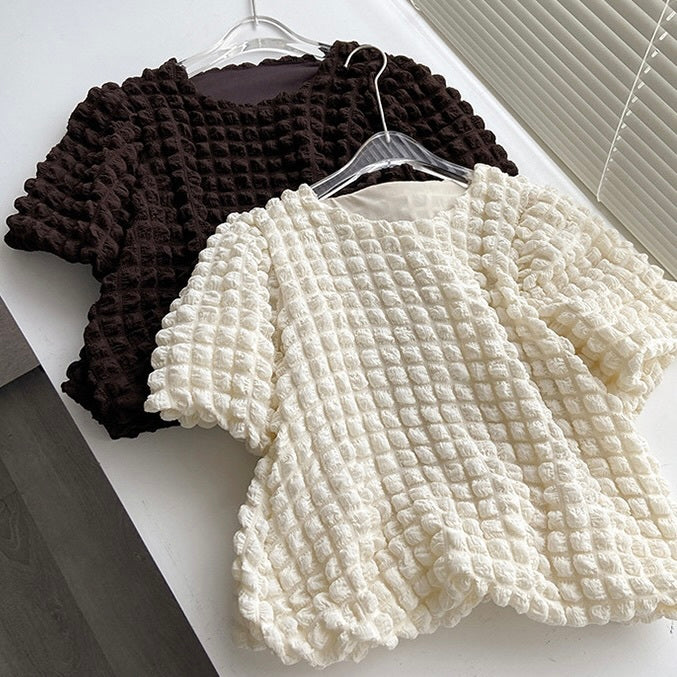 ソリッド ラウンドネック テクスチャー ブラウス mry000229