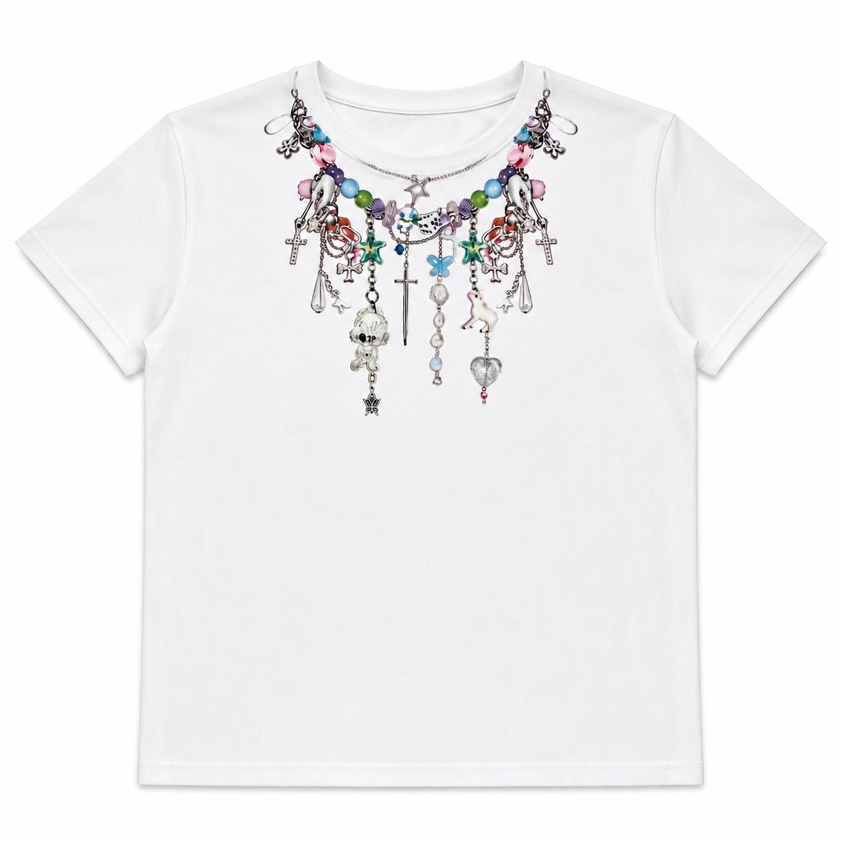 【トップス】チャームネックレスプリントTシャツ mry002434