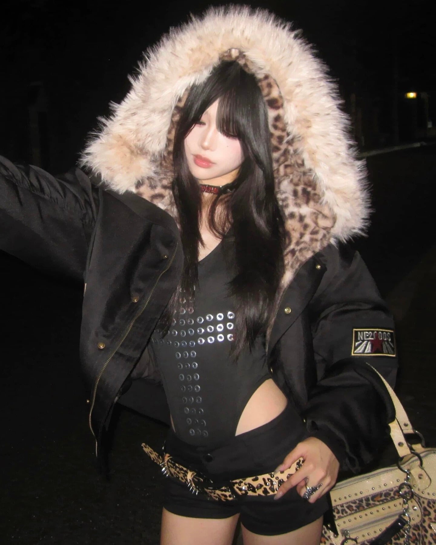 🔥即納アイテム🔥※残りわずか【人気No.1/評価★4.8以上】Leopard Fur Hooded Jacket mry001993