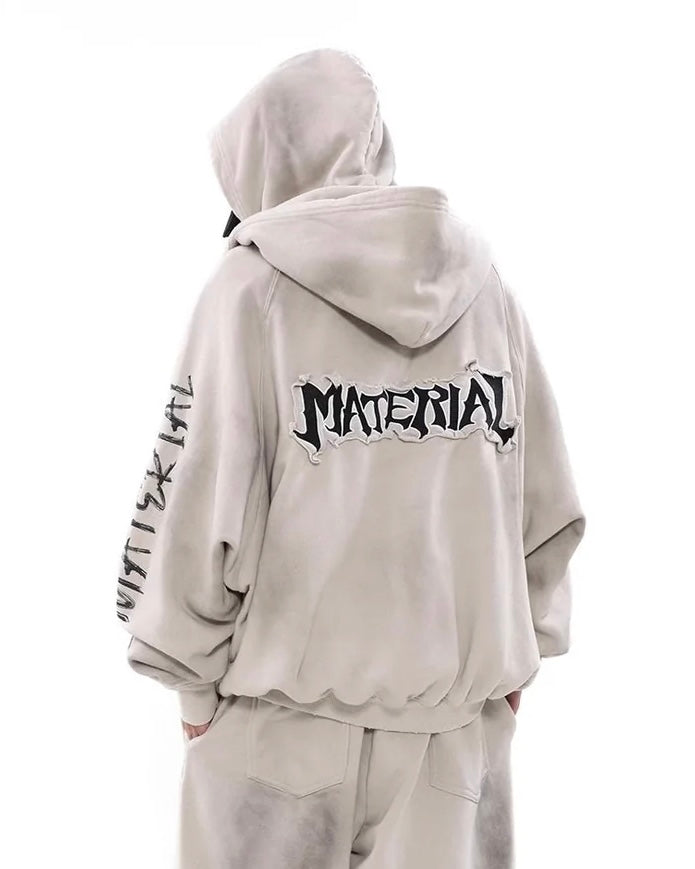 【評価★4.8以上/Tops】UNISEX DAMAGE DOLMAN ZIP HOODIE mry001907