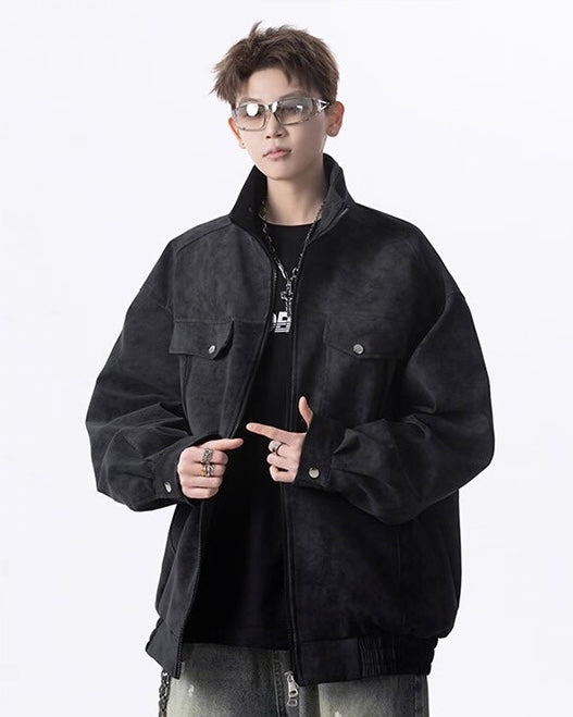 【2color】Faux Suede Stand Collar Jacket mry001831