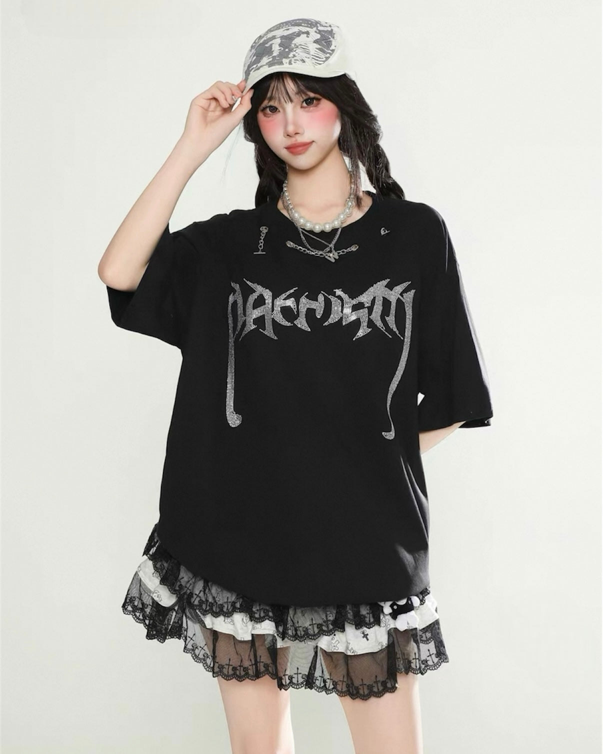 【リピート続出 /2color / Unisex】Vortex Chain Print T-Shirt mry001641