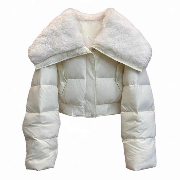 Fur Collar Cropped Down Jacket mry002021