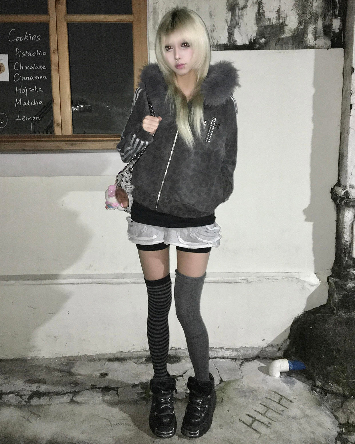 Fur Hood Leopard Hoodie mry002076