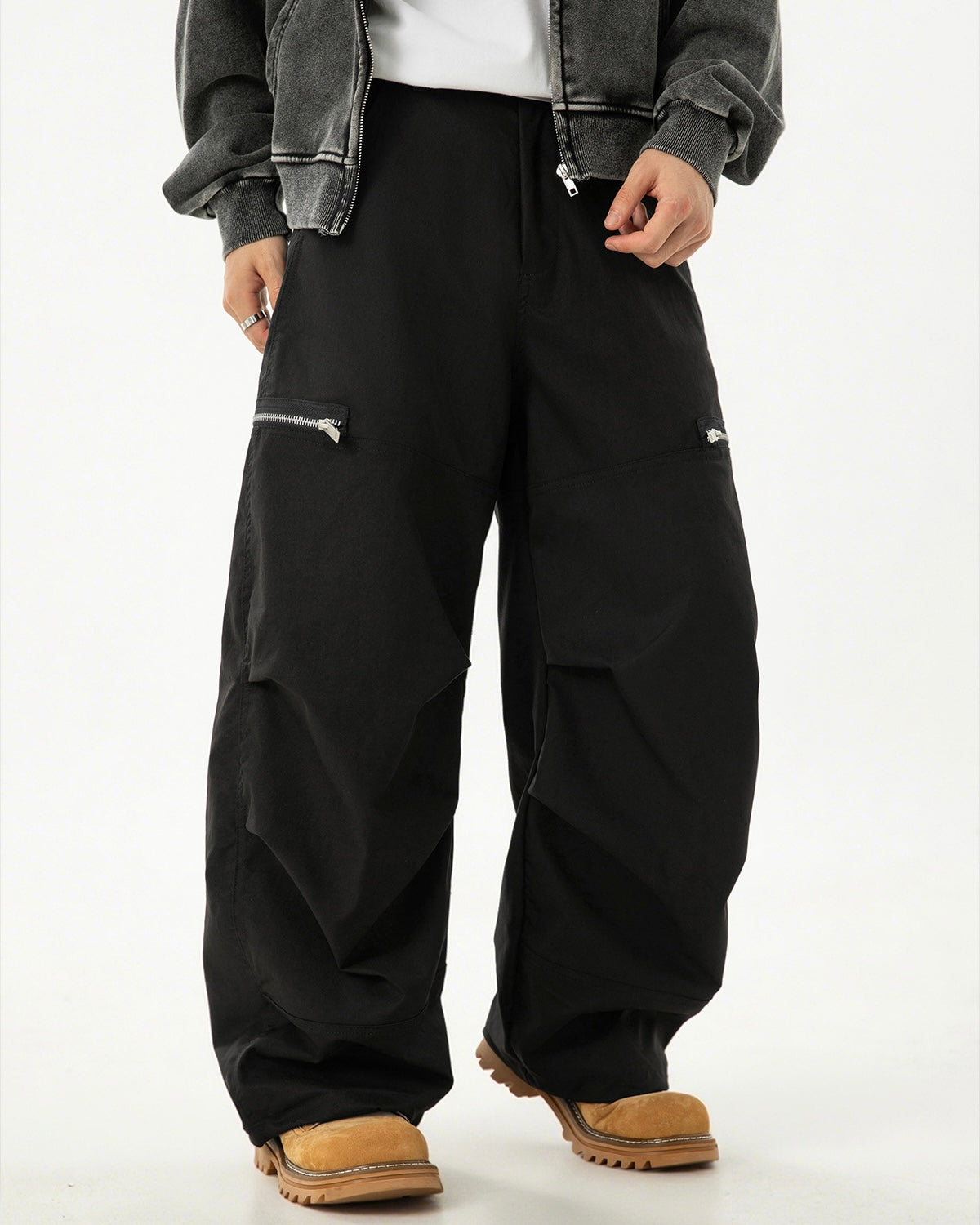 【2color】Zipper Pockets Wide Cargo Pants mry001821