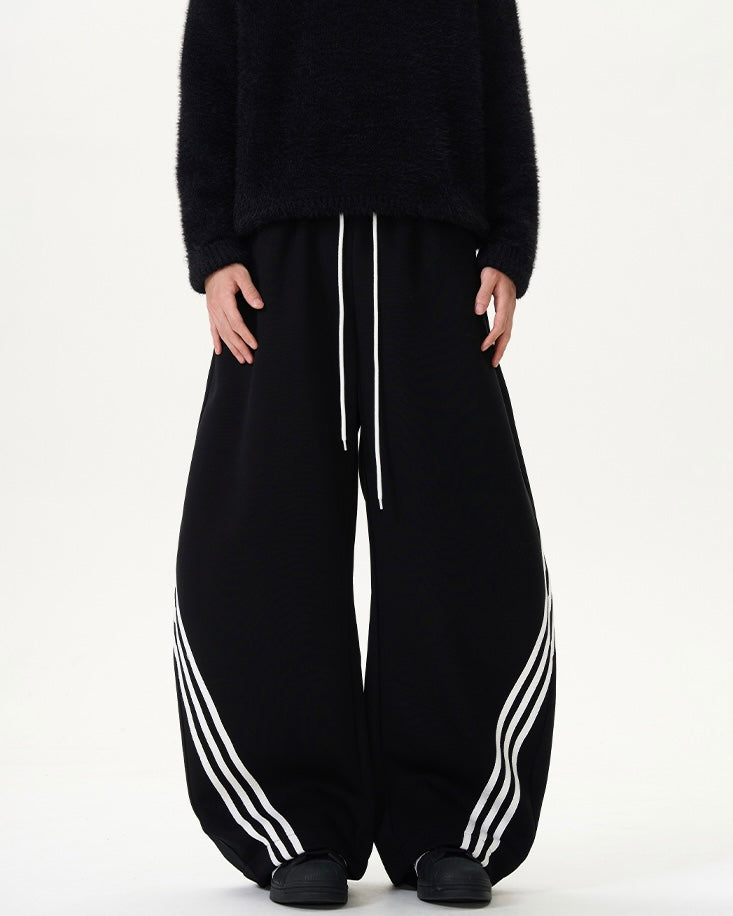 【YURU:FIT】 Wide-Leg Stripe Sweatpants mry001858