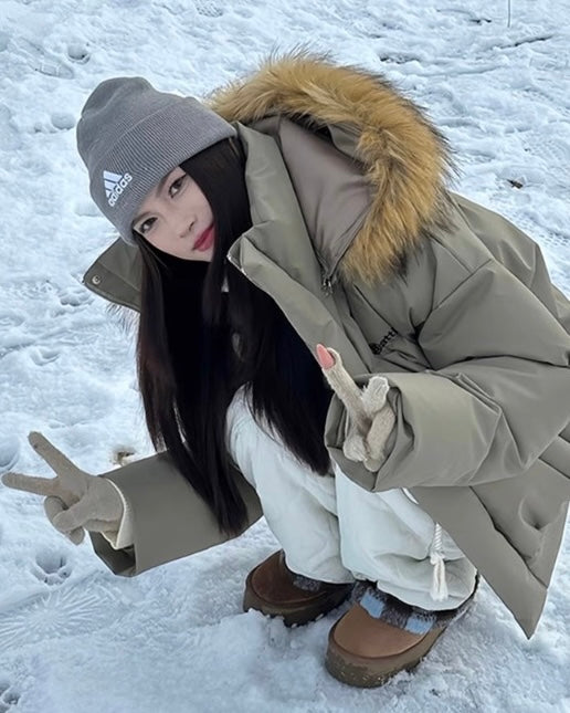 『※限定価格/SNS大人気アウター💥』【2color】Faux Fur Hood Puffer Jacket mry001792