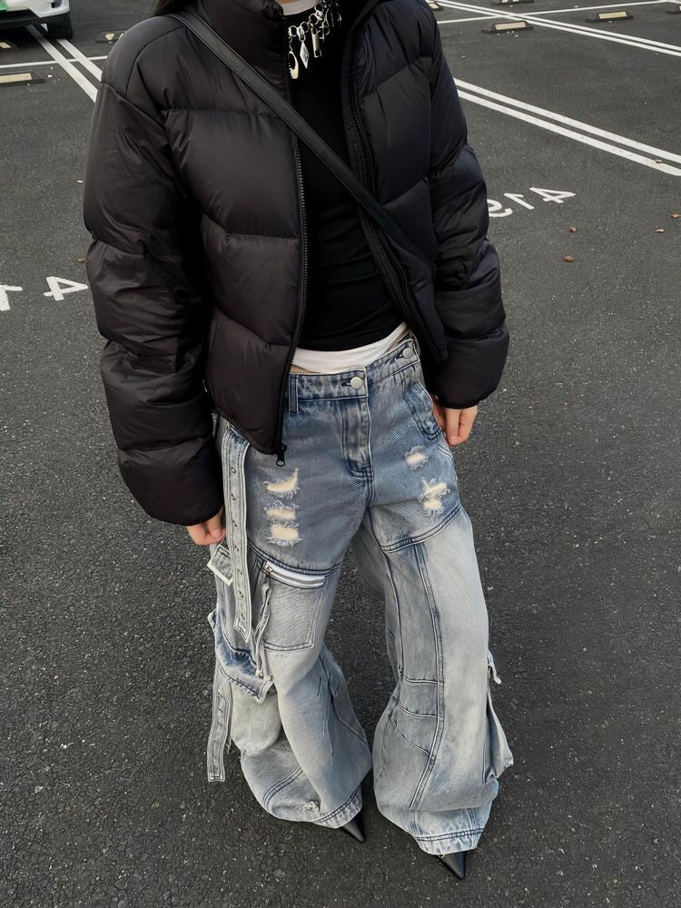 Revolt Distressed Baggy Denim Pants mry001701