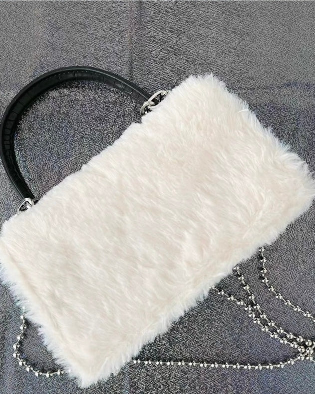 Faux Fur Cross Accent Handbag mry001854