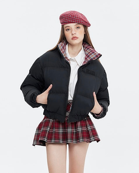 【2color】Reversible Checkered Short Down Jacket mry001802