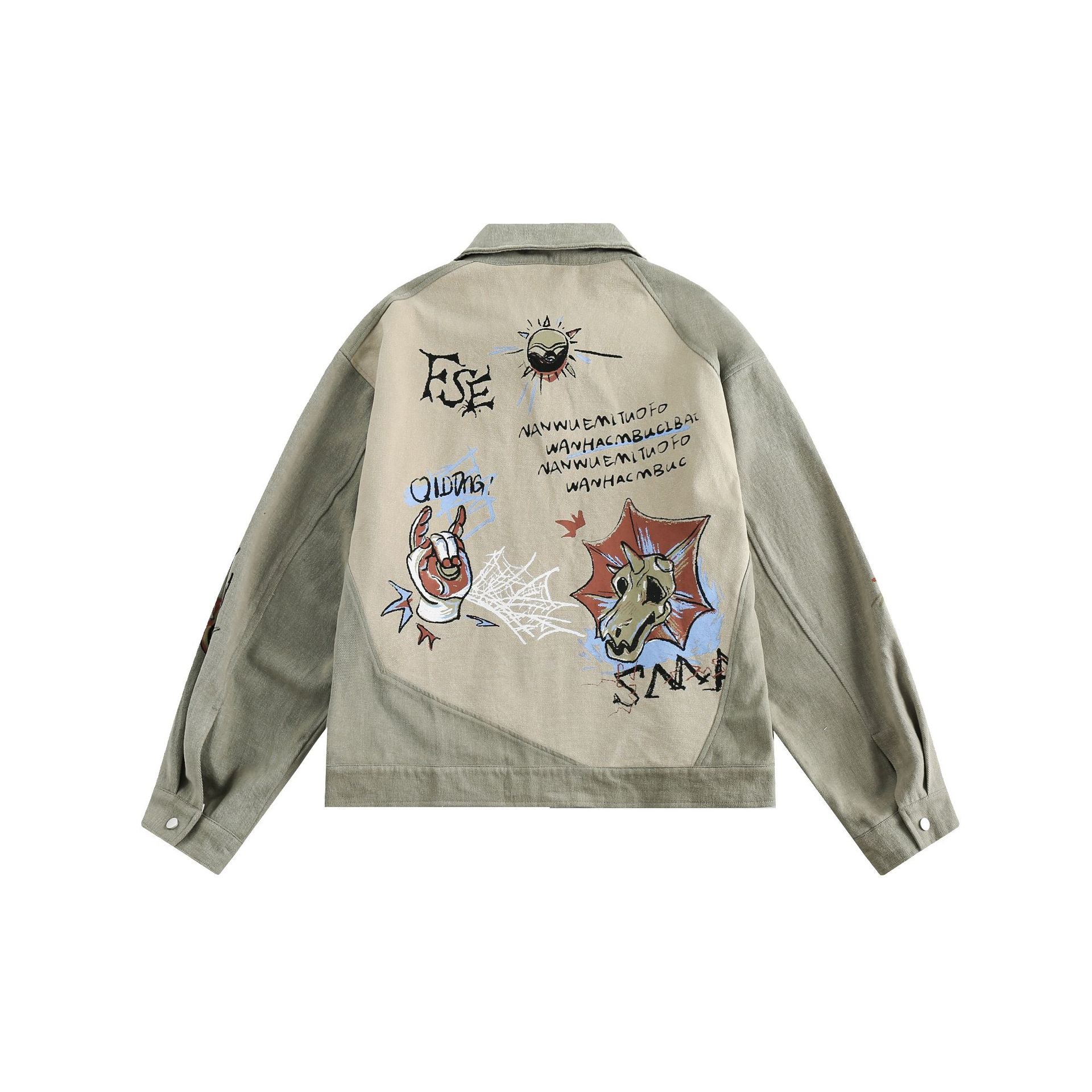 Graphic Print Zip Jacket mry001788