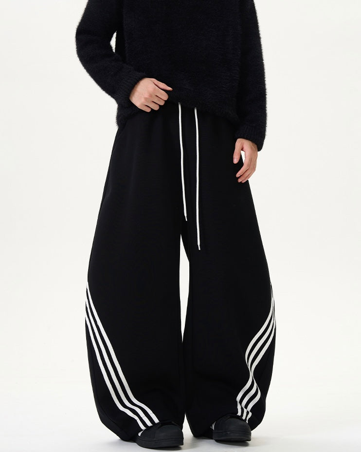 【YURU:FIT】 Wide-Leg Stripe Sweatpants mry001858