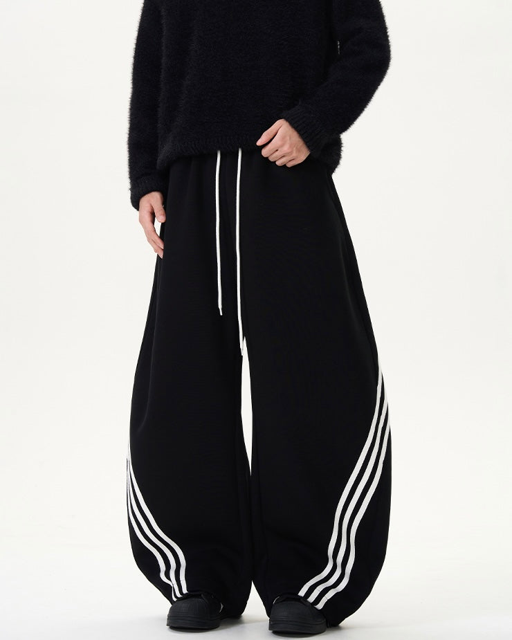 【YURU:FIT】 Wide-Leg Stripe Sweatpants mry001858