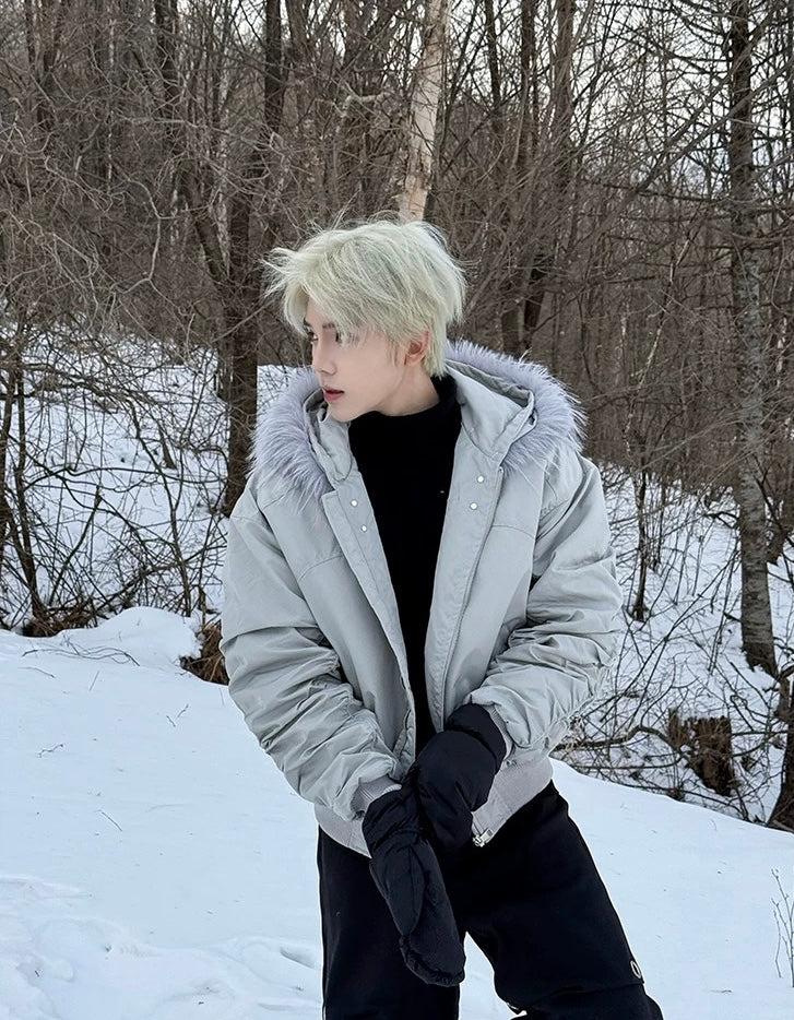 【高品質】Fur Hooded Bomber Jacket mry001984