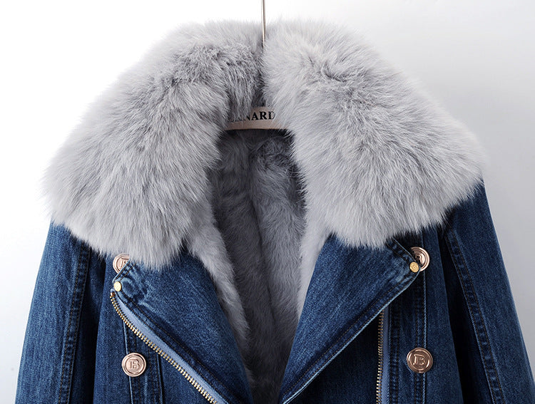 【評価★4.8以上/2color】Luxury Faux Fur Denim Jacket mry001938