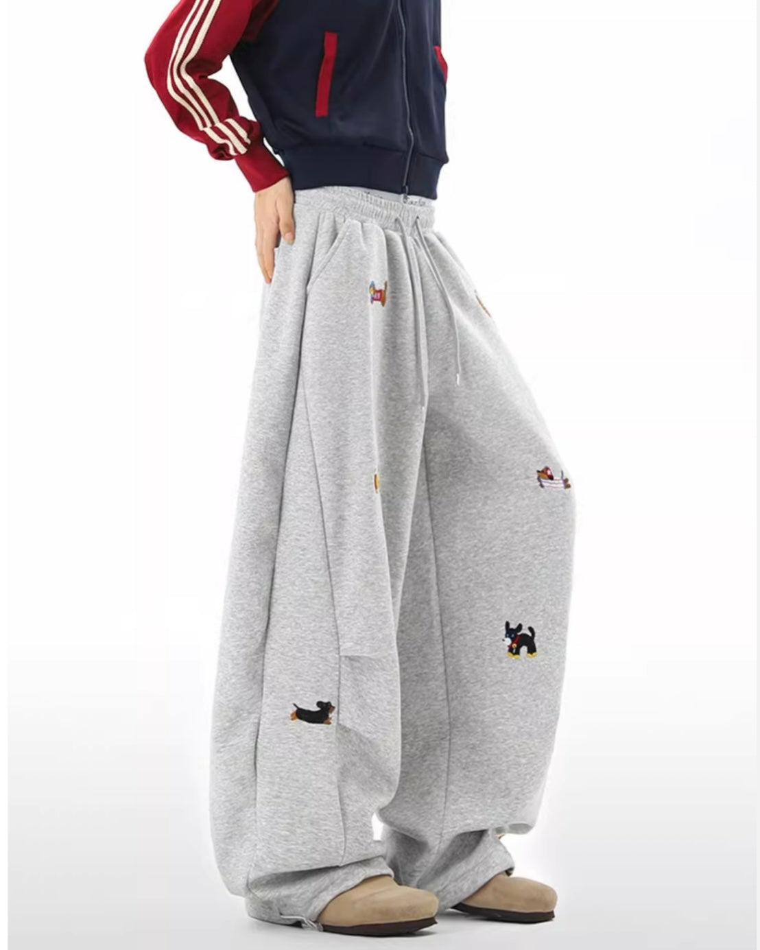 【YURU:FIT】Cartoon Dog Loose Fit Pants mry001880