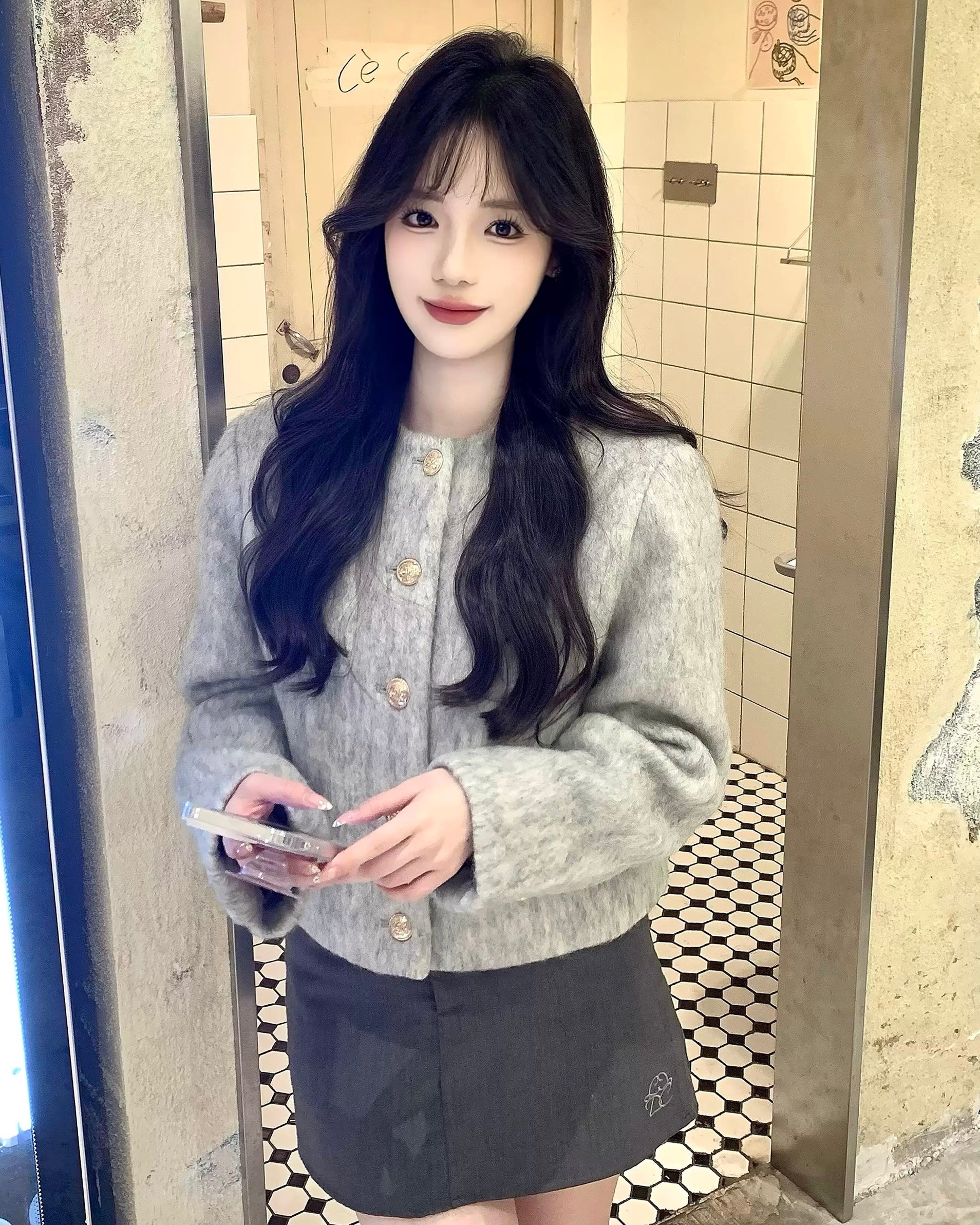 Gold Button Knit Jacket mry002039