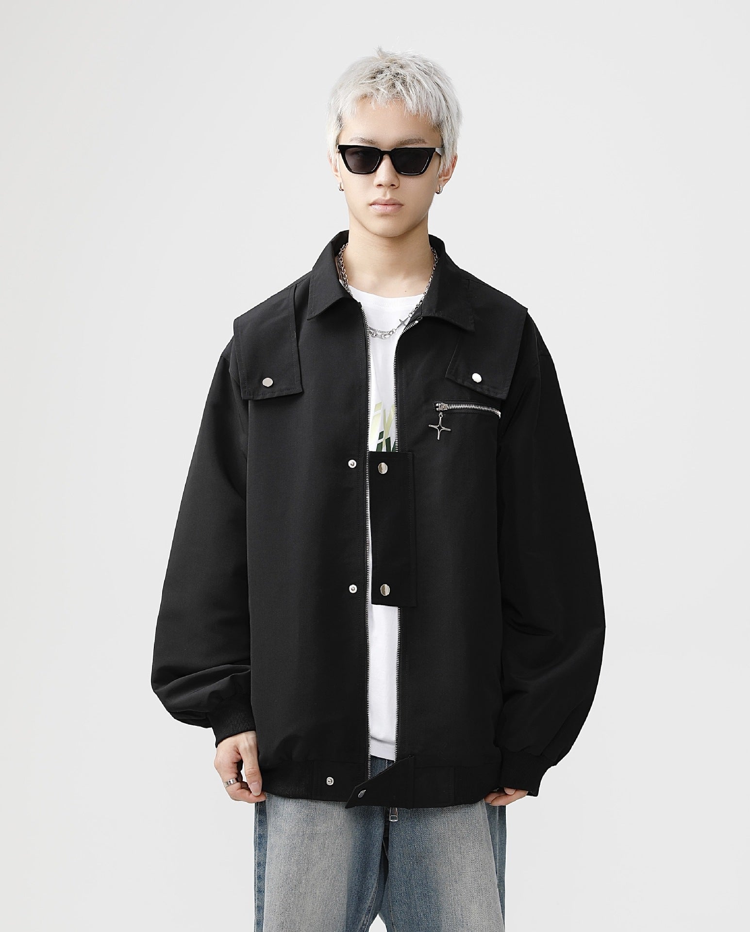 Black Zip Up Jacket mry001791
