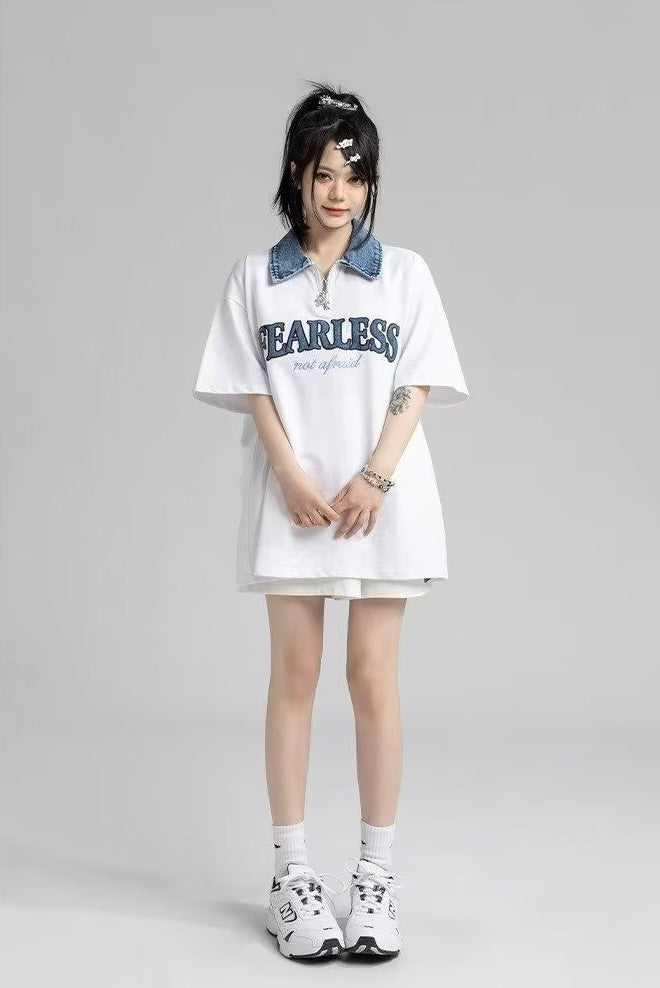 【2color】Denim Accent Oversized T-Shirt mry001704