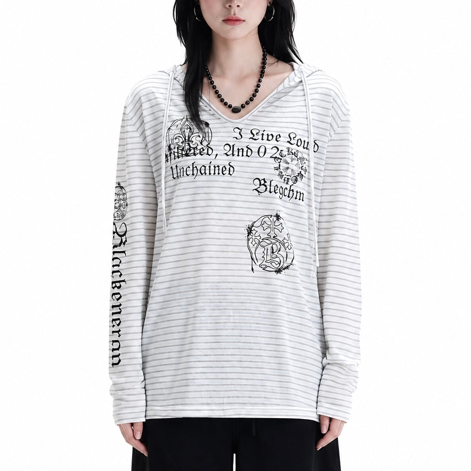 【新作】ゴシックストライプ オーバーサイズTシャツ mry002794