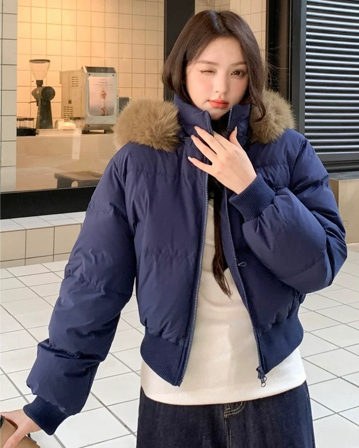 【爆安】Short Puffer Food Fur Jacket mry001966