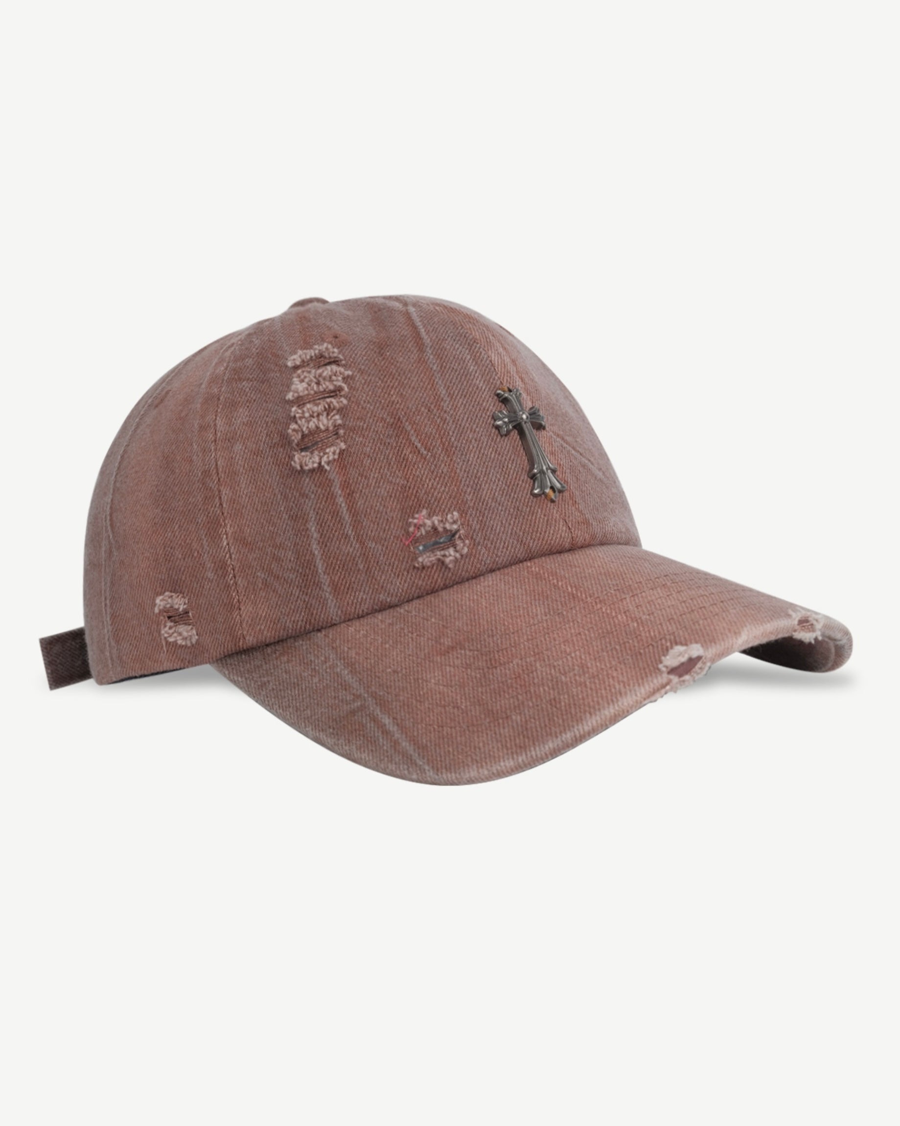 【4color】Vintage Cross Metal Embellished Distressed Cap mry001909