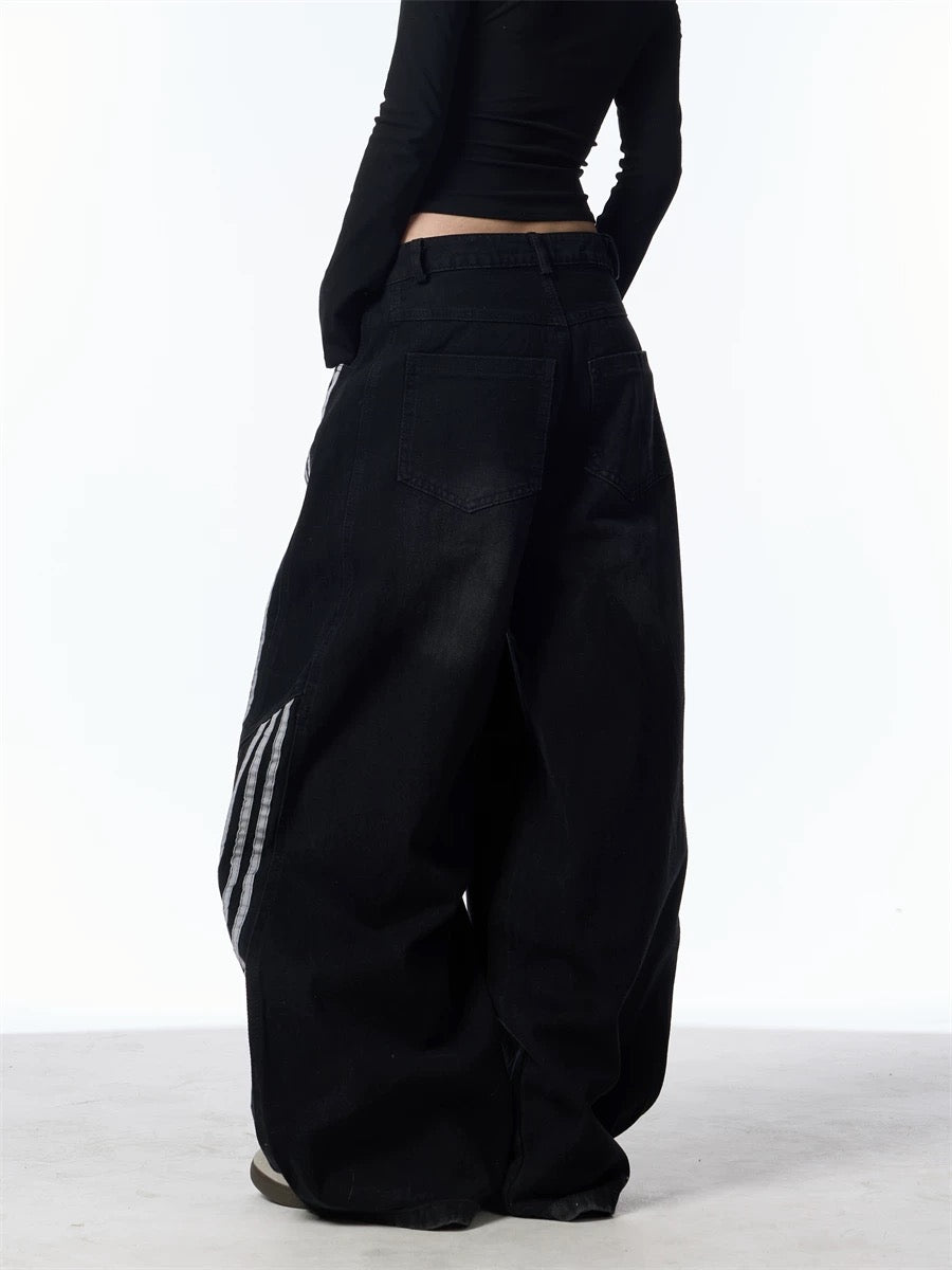 『※数量限定/残りわずか⚠️』【COVER:FIT】2color Wave Line Panel Wide Denim Pants mry001709