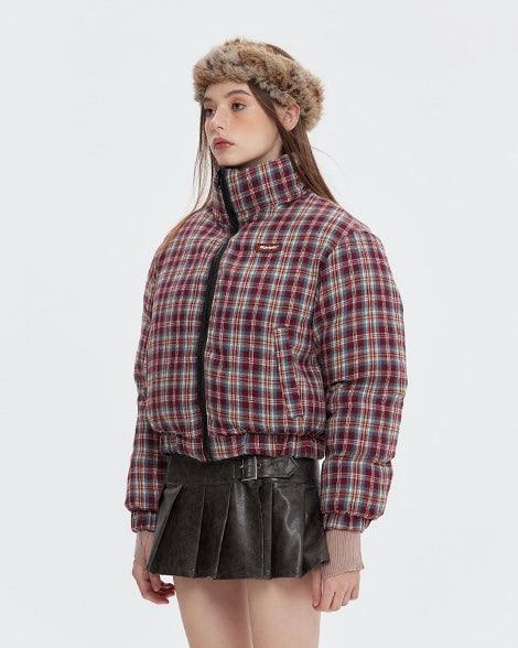 【2color】Reversible Checkered Short Down Jacket mry001802