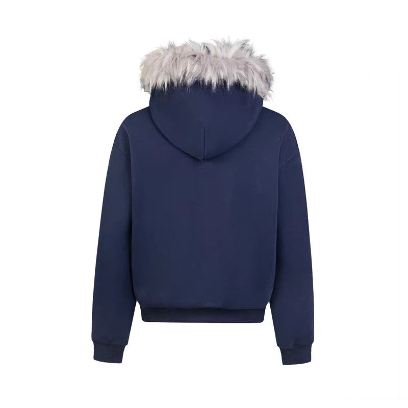 【3color】Fur Hood Graphic Hoodie mry001812