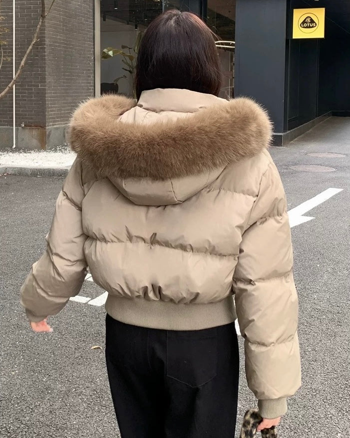 【爆安】Short Puffer Food Fur Jacket mry001966