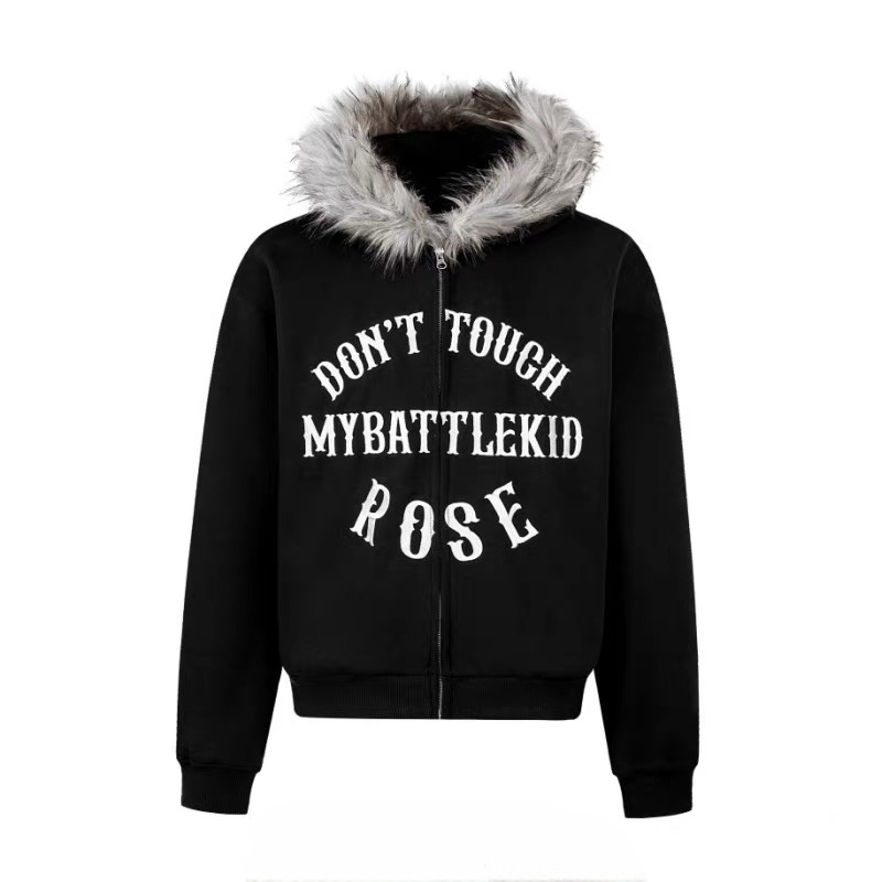 【3color】Fur Hood Graphic Hoodie mry001812