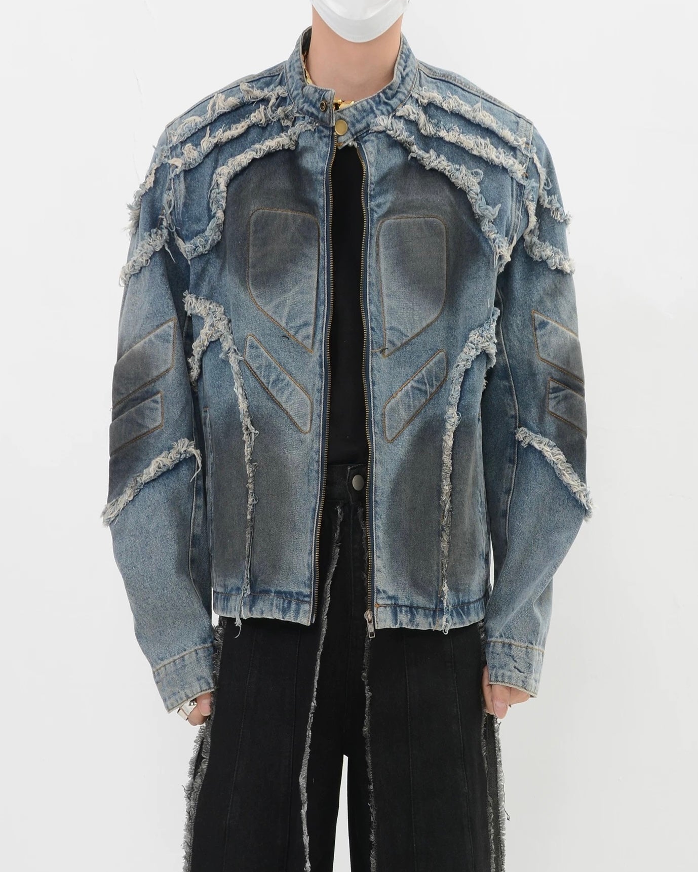 【2color】Distressed Denim Rider Jacket mry001815
