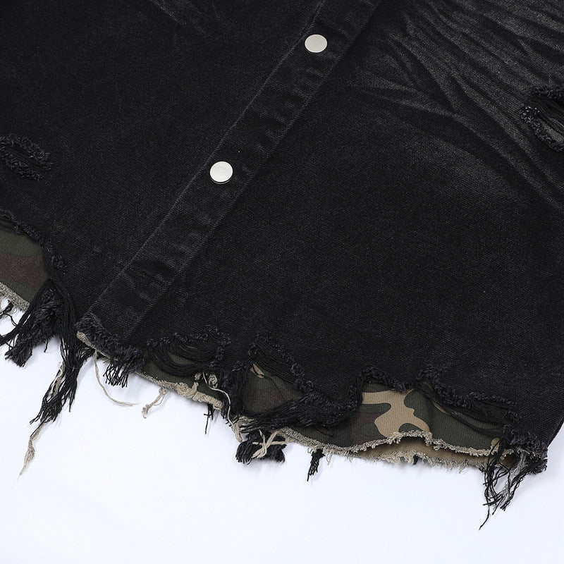 【2color / Set-Up】Camo Fade Distressed Denim Set-Up mry001757