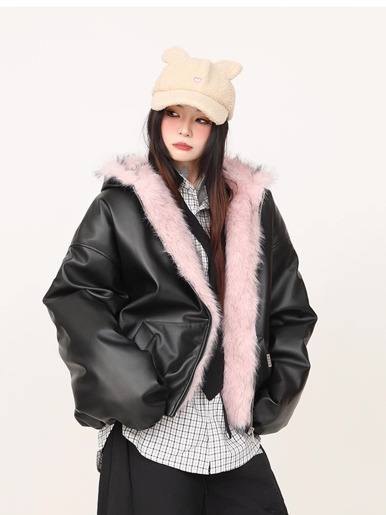 【評価★4.8以上】Oversized Faux Leather Jacket mry001958