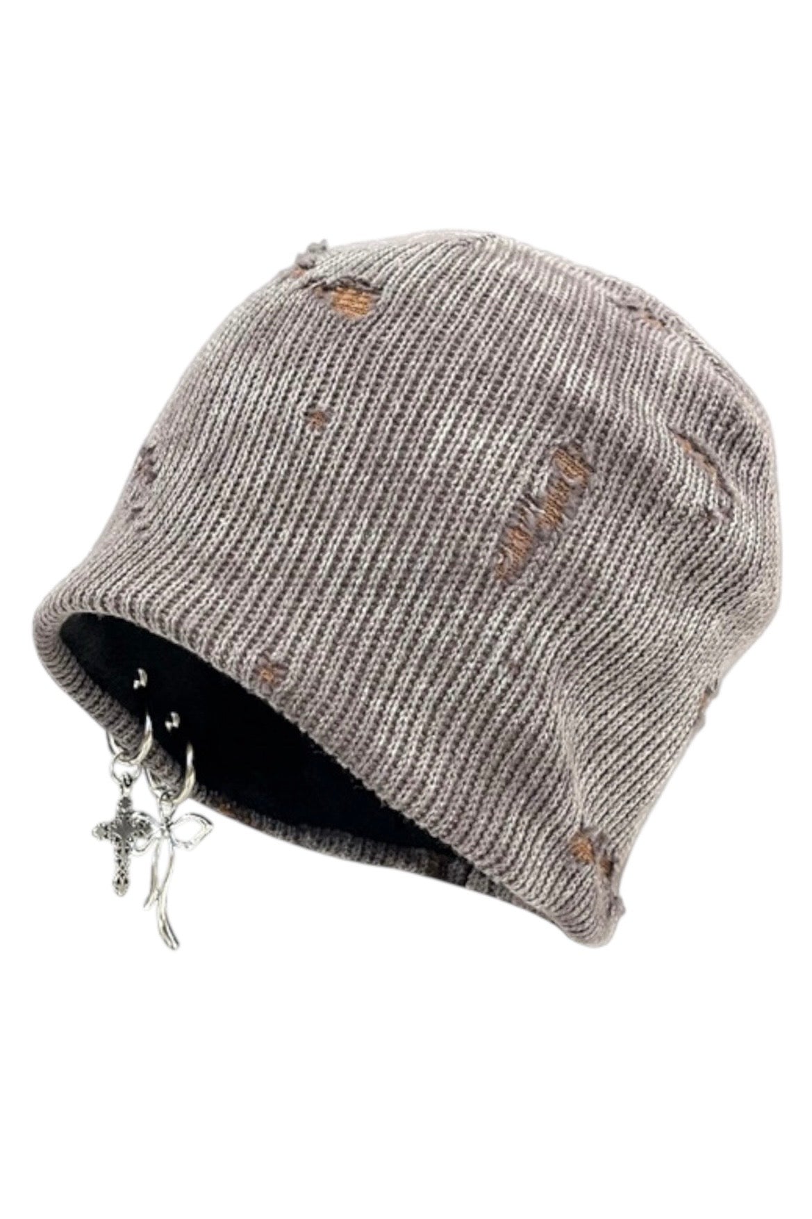 Distressed Cross Charm Beanie mry002277