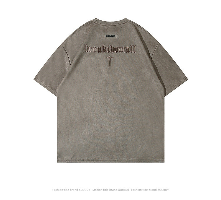 【2color】Cross Embroidered Oversized T-Shirt