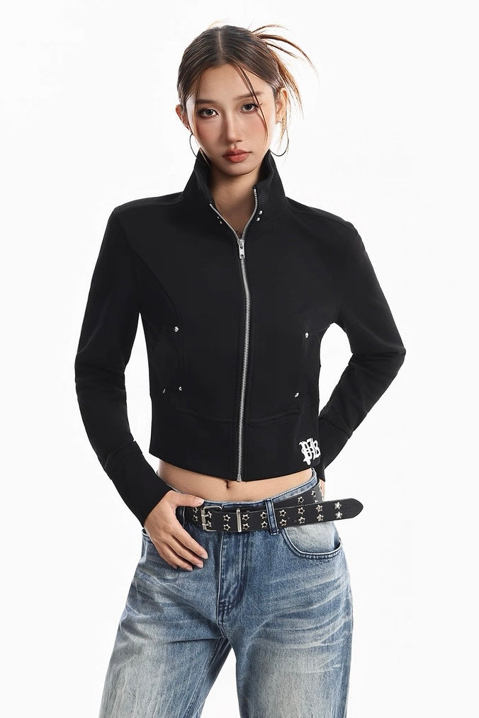 Cropped Zip-Up Cross Jacket mry002276