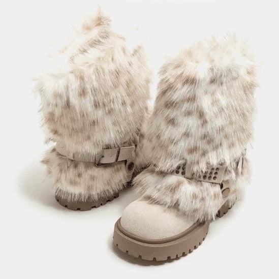 フェイクファーバックルブーツ mry002006