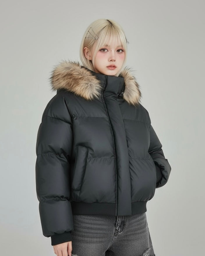 【2color】Faux Fur Hood Puffer Jacket mry001792