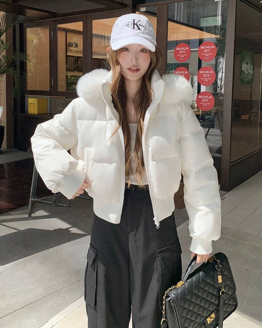 【爆安】Short Puffer Food Fur Jacket mry001966