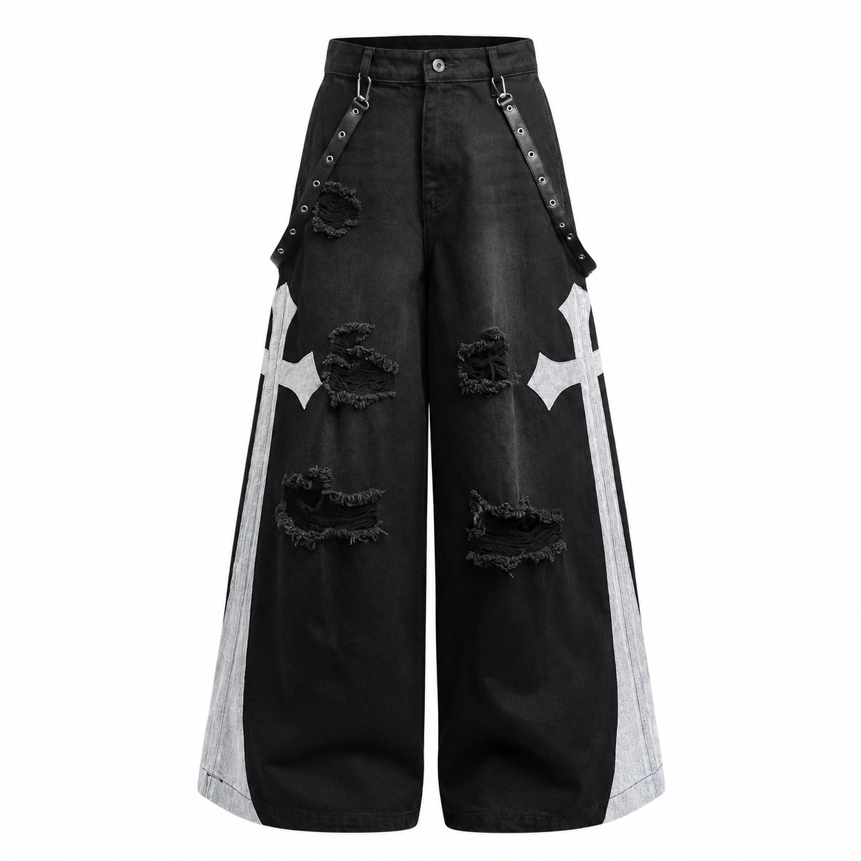 【新作】クロスハーネス ワイドデニムパンツ mry002823