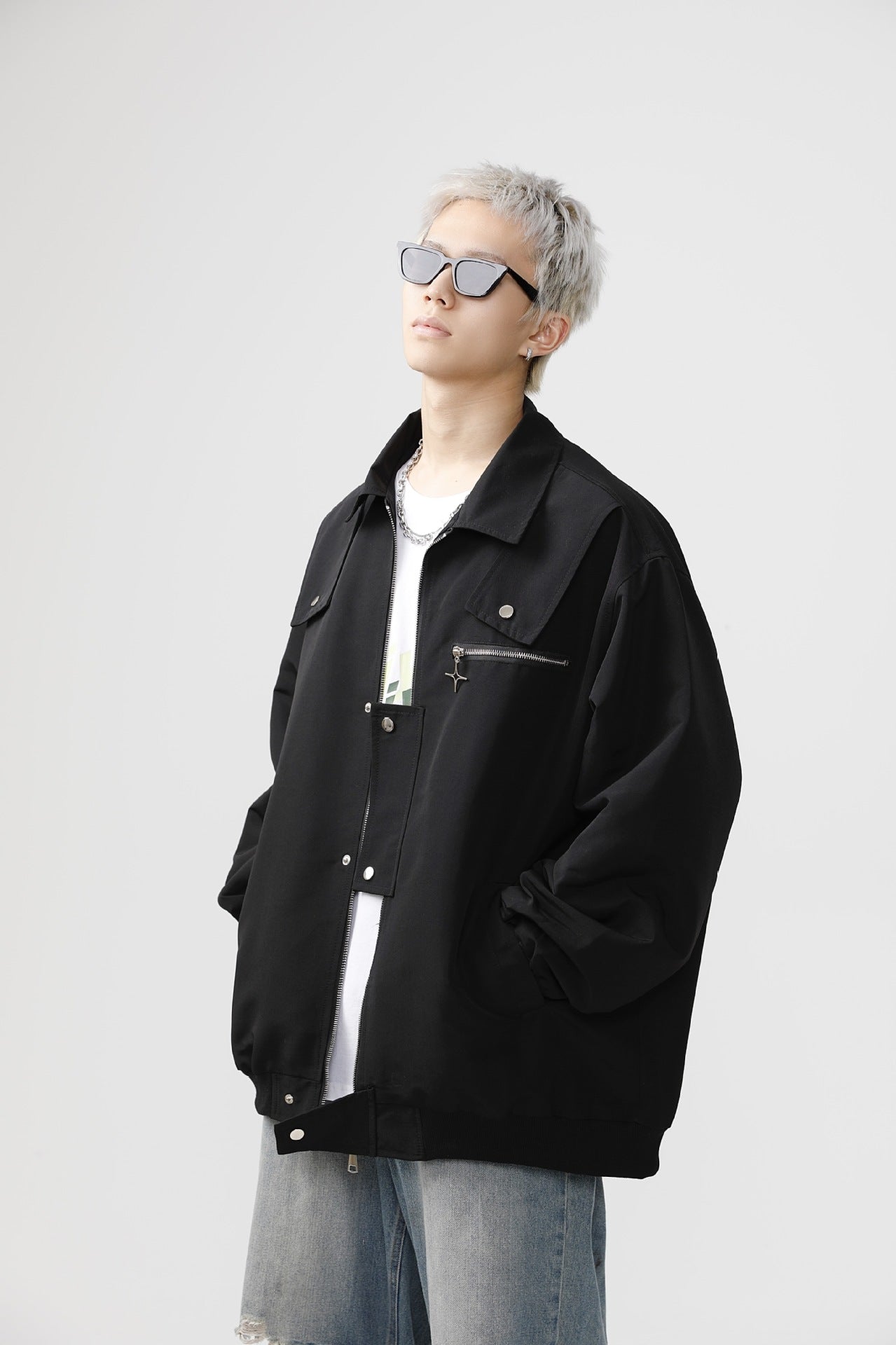 Black Zip Up Jacket mry001791