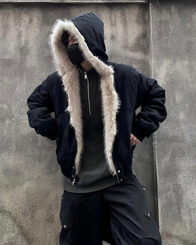 『※限定価格/SNS大人気アウター⚡️』【2color】 Unisex Edge Line Boa Jacket mry001614 Warm Fur Trim Zip Jacket mry001794