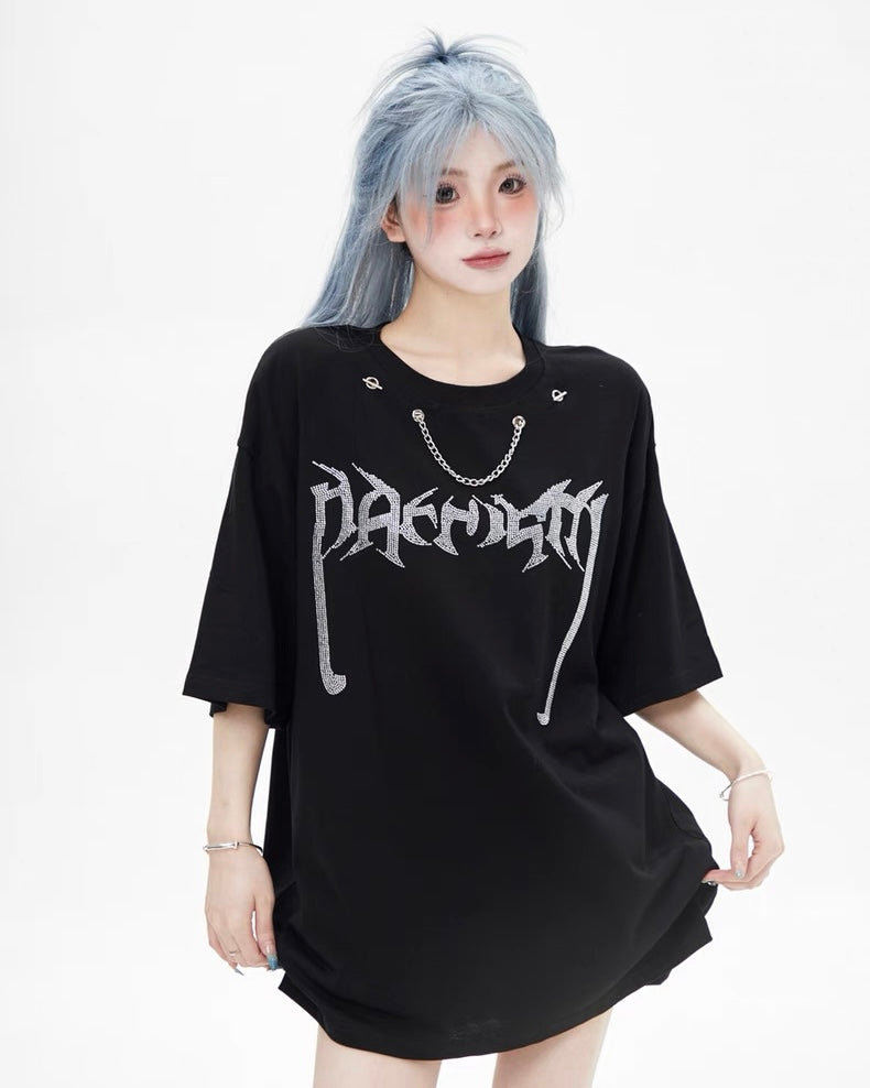 【リピート続出 /2color / Unisex】Vortex Chain Print T-Shirt mry001641