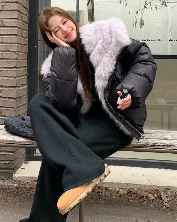 Fur Collar Short Puffer Jacket mry002084