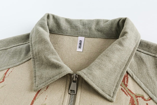 Graphic Print Zip Jacket mry001788