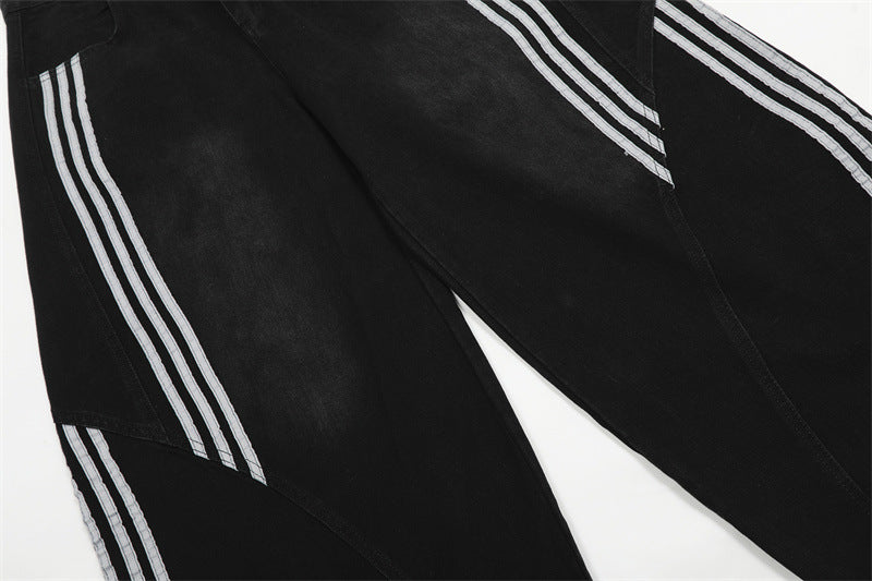 『※数量限定/残りわずか⚠️』【COVER:FIT】2color Wave Line Panel Wide Denim Pants mry001709