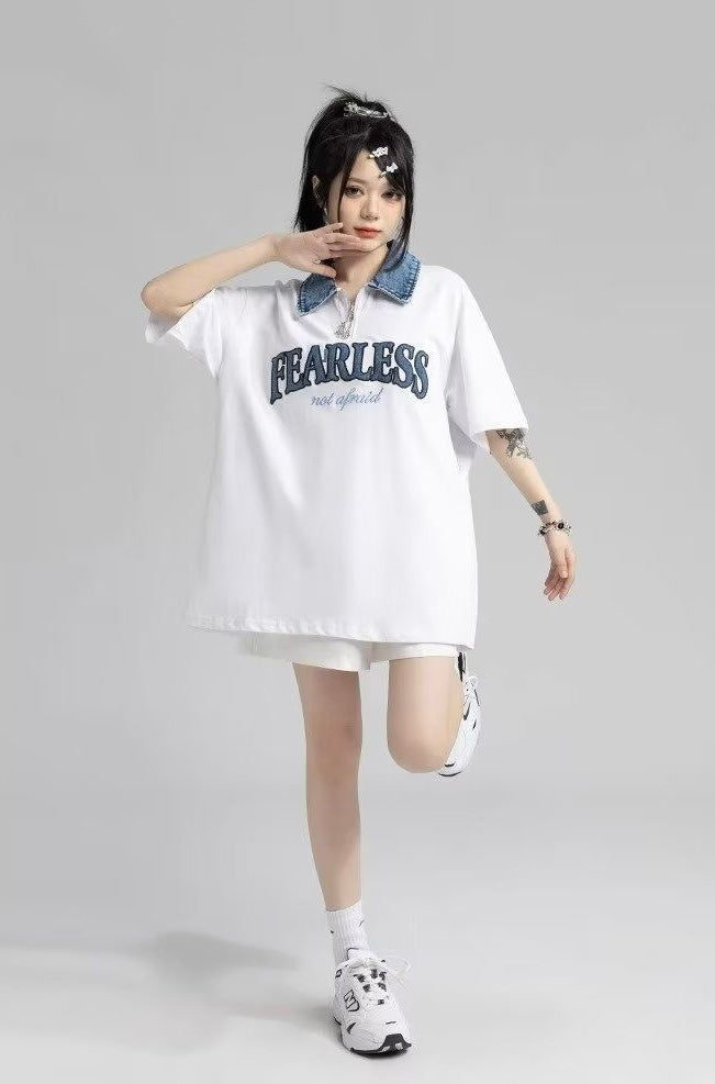 【2color】Denim Accent Oversized T-Shirt mry001704